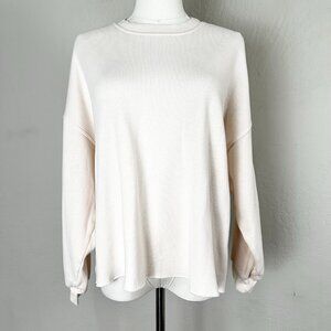 XIRENA Sweatshirt Top‎ XS Pale Pink Pull Over Dolman Sleeve Raw Hem Comfort